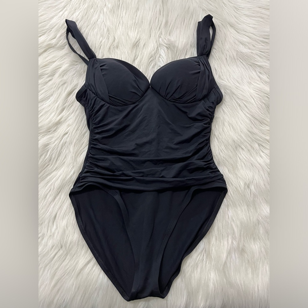 La Blanca Black ruched one piece swimsuit